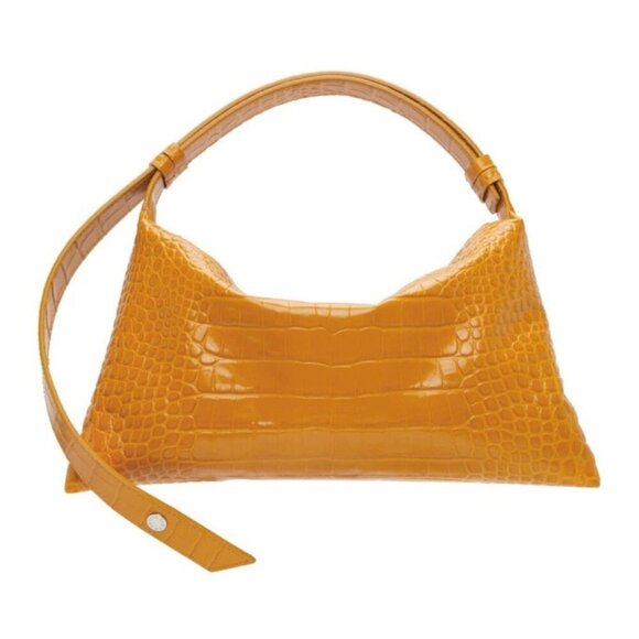 💕SIMON MILLER💕 Puffin Shoulder Bag ~ Croc-Embossed Leather Sunset Orange NWOT - Picture 6 of 15